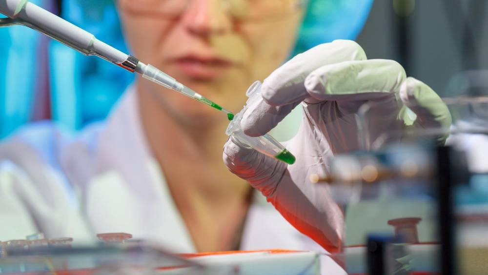 female technician in laboratory of genetics